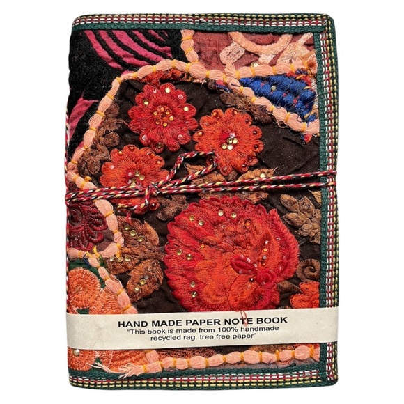 Handmade Other - Gratitude & Grace – Zero-Waste Tree-Free Journal Wrapped in Vibrant Sari Silk